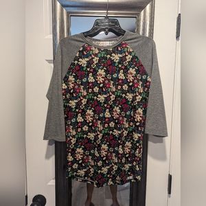 LuLaRoe floral baseball tee